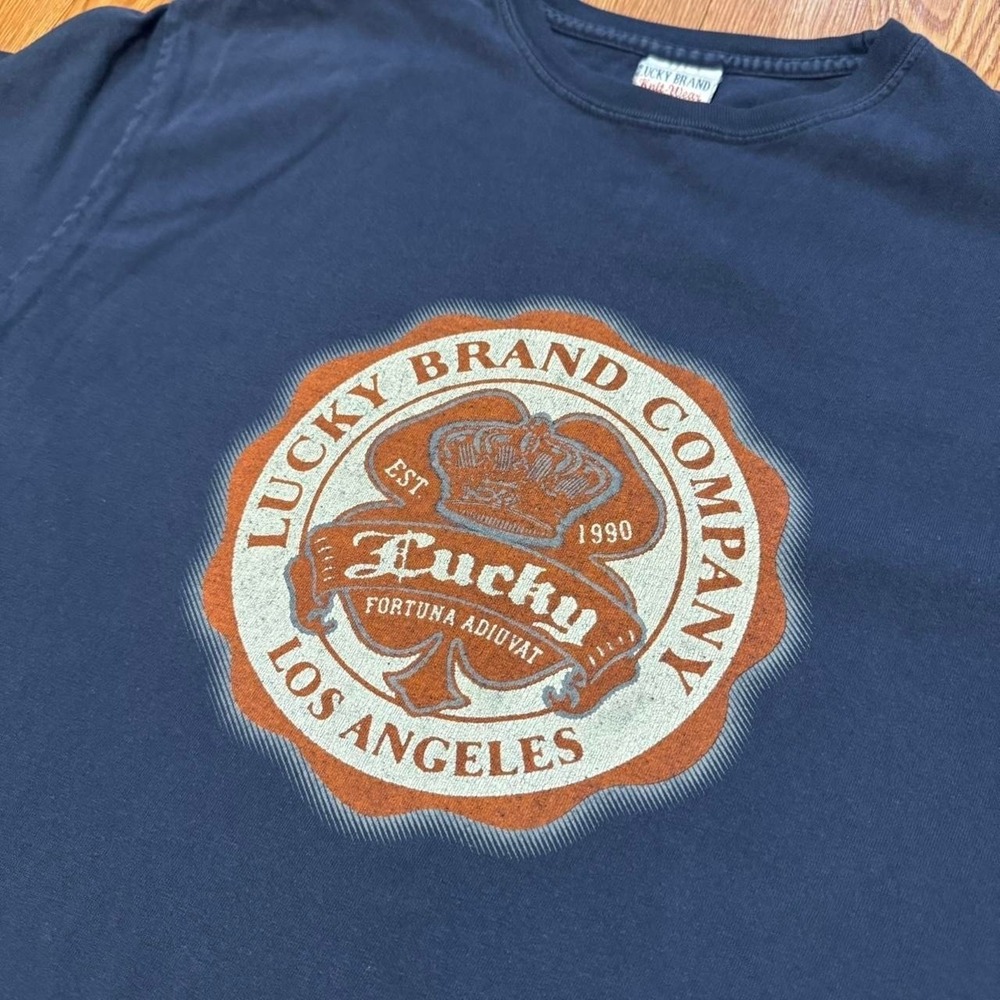 Vintage Lucky Brand Men's Shirt Logo Los Angeles Navy 90s Size Large